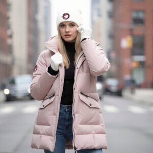 Canada Weathergear Women’s Pink Coat A7983CGPK XL Hooded Puffer Parka Jacket